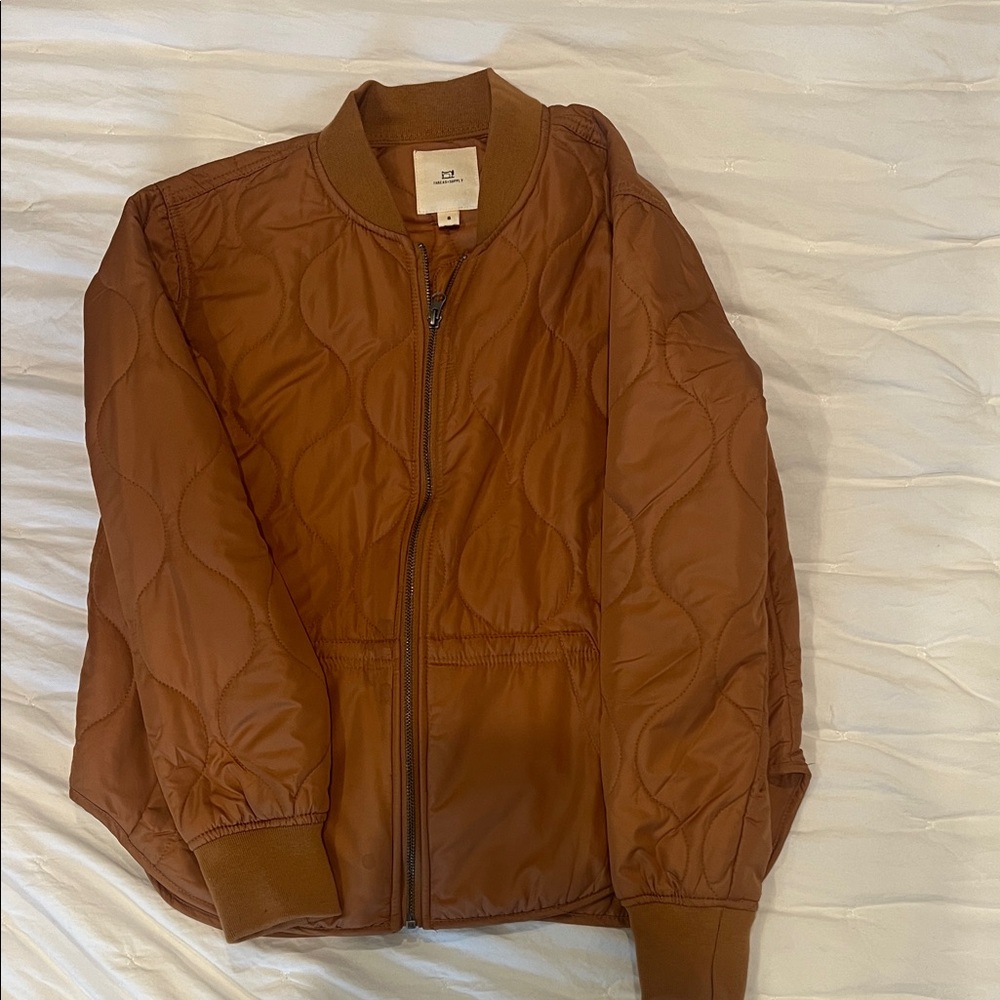 Thread & Supply Quilted Bomber Jacket in Brown